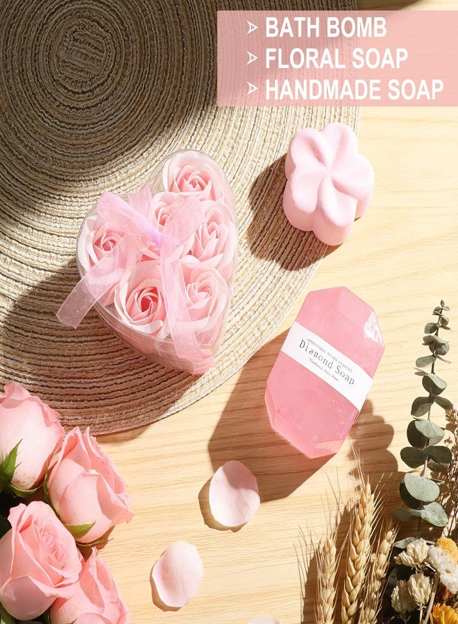 RidaaFri Birthday Gifts for Women, Self Care Get Well Soon Gifts Basket for Women, Flower Relaxing Spa Gift Basket Bath Set,Unique Luxury Self Care Box Gift for Mom Her Wife Sister Girlfriend, Girl Friend Pink - Image 4
