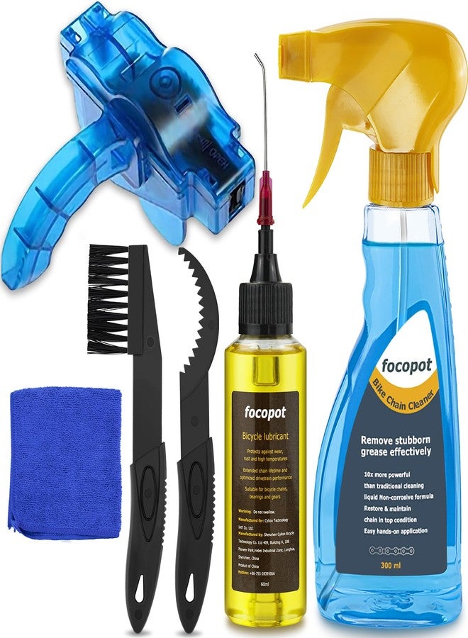 focopot Bike Chain Cleaner Kit Including Chain Oil Lubricant,Bike Chain Degreaser,Chain Scrubber and Bicycle Cleaning Brush Tools for Mountain/MT/Road/BMX Bike - Image 1