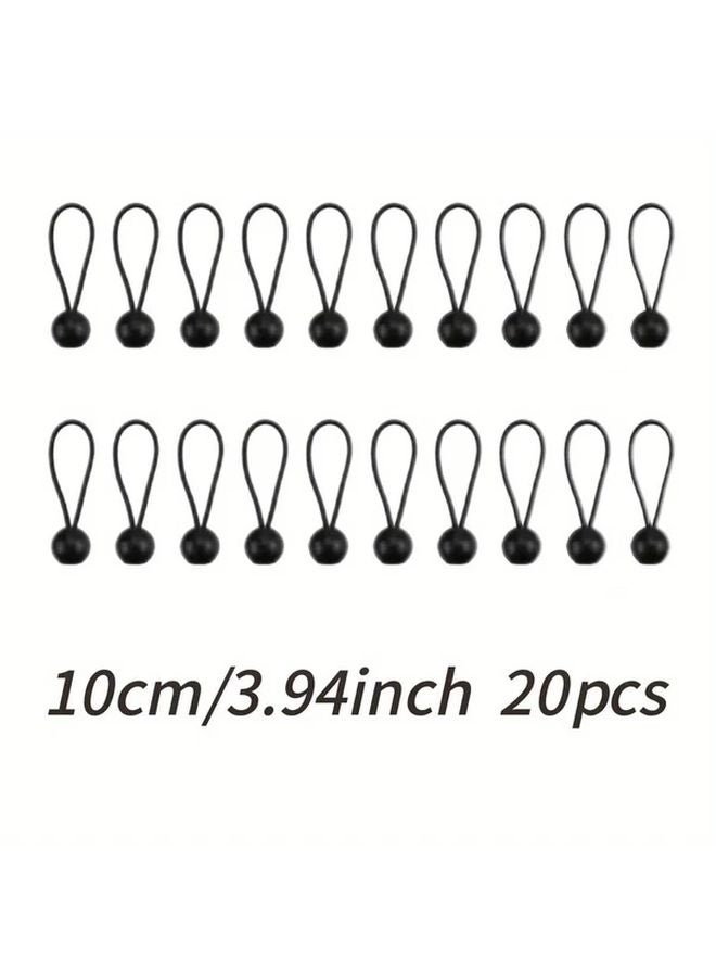 3 94 Inch 20pcs Black Bungee Cord Heavy Duty Elastic String Ball Ends Outdoor Use - Image 1
