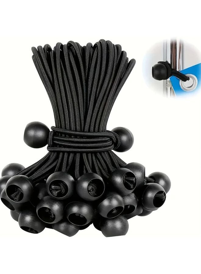 3 94 Inch 20pcs Black Bungee Cord Heavy Duty Elastic String Ball Ends Outdoor Use - Image 2