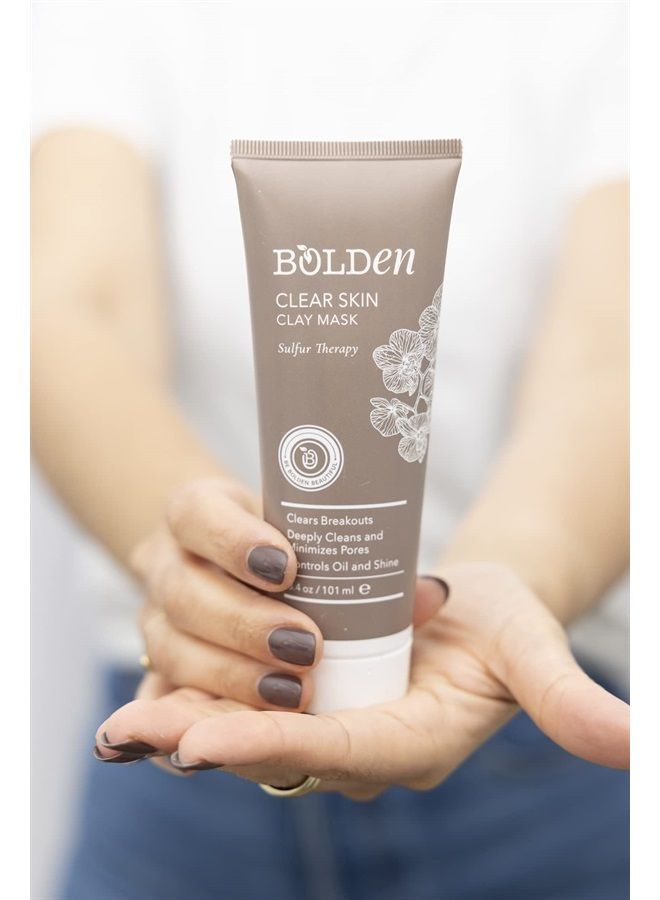 bolden Clear Skin Clay Mask | Sulfur Acne Face Mask | Facial Mask for Deep Pore Cleansing and Clears Breakouts | Pore Minimizer (3.5 fl oz) - Image 3