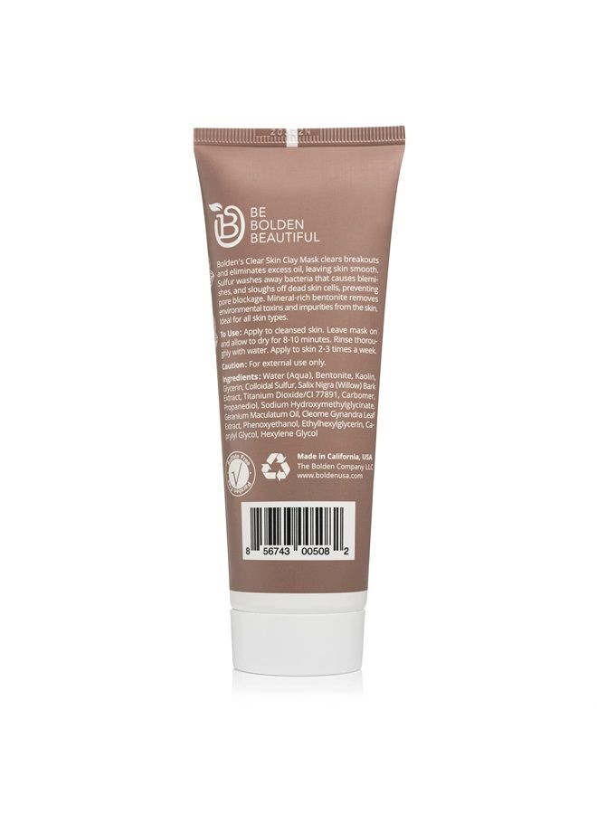 bolden Clear Skin Clay Mask | Sulfur Acne Face Mask | Facial Mask for Deep Pore Cleansing and Clears Breakouts | Pore Minimizer (3.5 fl oz) - Image 2