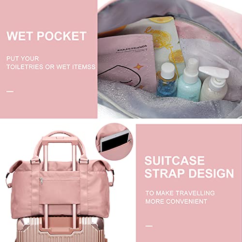 BJLFS Womens travel bags, weekender carry on for women, sports Gym Bag, workout duffel bag, overnight shoulder Bag fit 15.6 inch Laptop Pink Large - Image 4