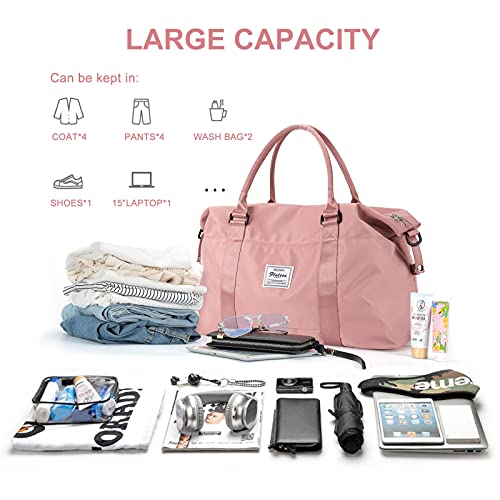 BJLFS Womens travel bags, weekender carry on for women, sports Gym Bag, workout duffel bag, overnight shoulder Bag fit 15.6 inch Laptop Pink Large - Image 3