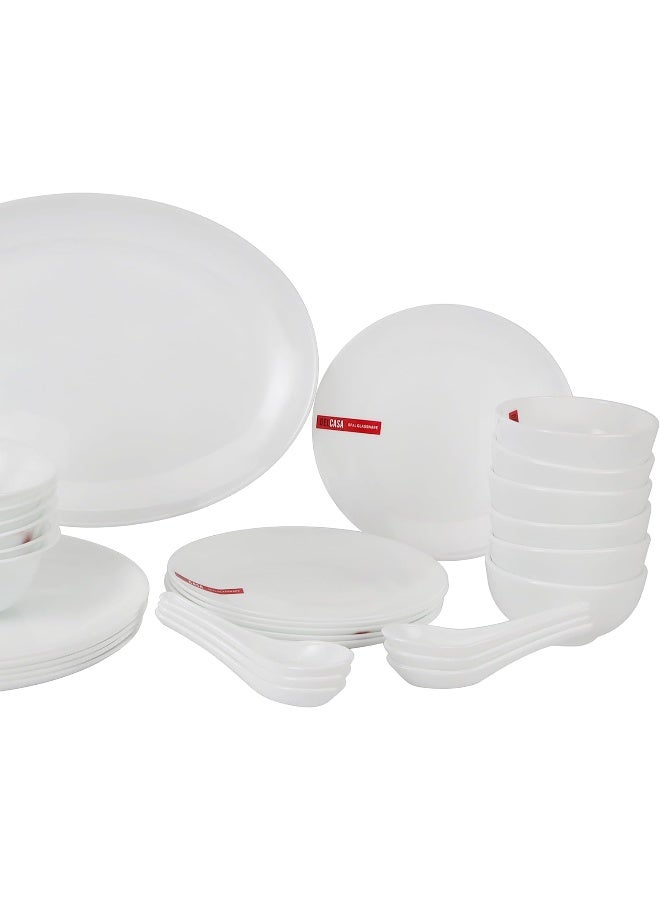 ديلكاسا مجموعة عشاء ديلكاسا المكونة من 33 قطعة من أوبال أواني تتضمن طبق بيضاوي، وعشاء، وأطباق مسطحة وحساء، وأوعية ضحلة وملاعق شوربة / آمنة للاستخدام في غسالة الأطباق، وآمنة للاستخدام في الفريزر والميكروويف - Image 5