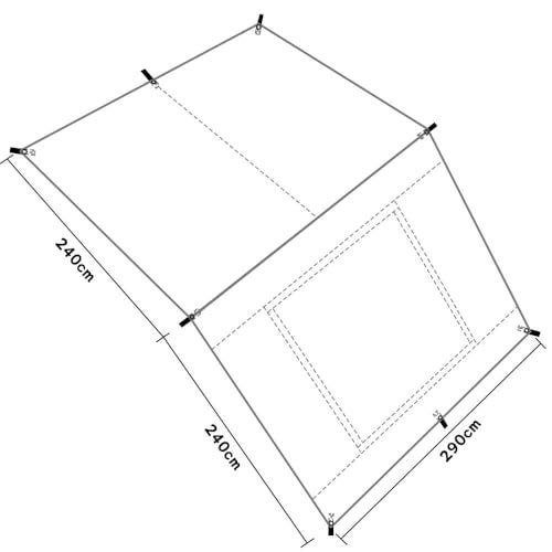 HipierFx 10x16 ft Car Side Awning with Pole Camping Tarp with Screen Window Car Tent for Cars Vans SUV Sun Shelter (Khaki) - Image 4