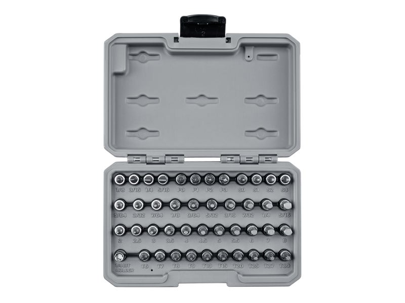TEKTON 14 Inch Drive Hex Torx Phillips Slotted Square Bit Socket Set with Case 44Piece SHB90302