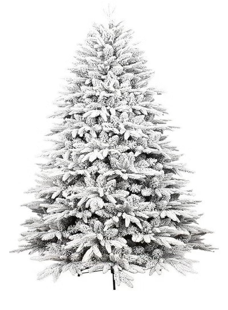 Snow White Christmas Tree 7 Feet Holiday Snow Spruce Tree for Home and Office 210cm tall with 1100 branch limbs complete, easy to assemble, metal stand - Image 1