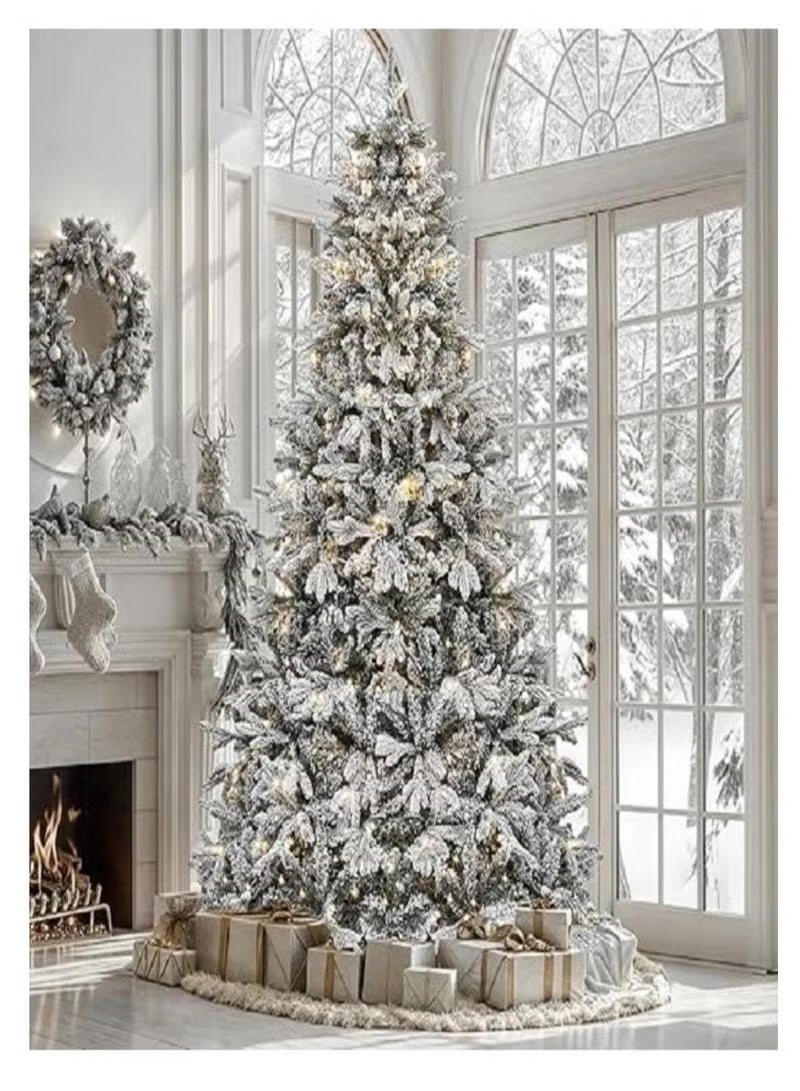 Snow White Christmas Tree 7 Feet Holiday Snow Spruce Tree for Home and Office 210cm tall with 1100 branch limbs complete, easy to assemble, metal stand - Image 5