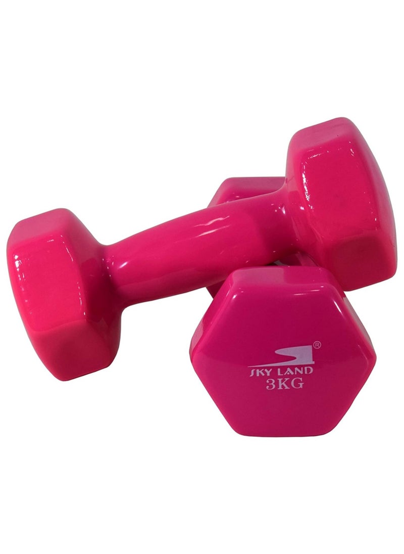 Sky Land Classical Dumbbells Hand Weights Set of 2 - Vinyl Coated Exercise & Fitness Dumbbell for Home Gym Equipment Workouts Strength Training, 3Kg X 2, EM-9219R-3  - Image 1