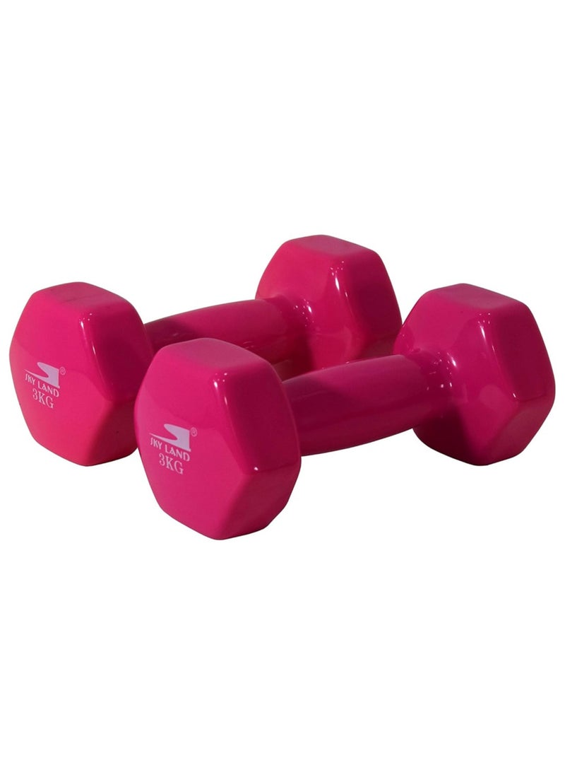 Sky Land Classical Dumbbells Hand Weights Set of 2 - Vinyl Coated Exercise & Fitness Dumbbell for Home Gym Equipment Workouts Strength Training, 3Kg X 2, EM-9219R-3  - Image 2