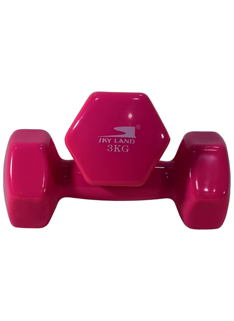 Sky Land Classical Dumbbells Hand Weights Set of 2 - Vinyl Coated Exercise & Fitness Dumbbell for Home Gym Equipment Workouts Strength Training, 3Kg X 2, EM-9219R-3  - Image 3