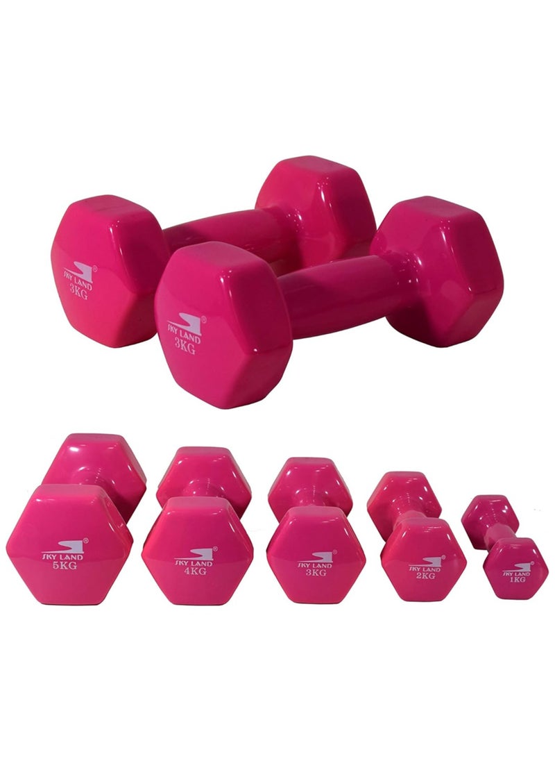 Sky Land Classical Dumbbells Hand Weights Set of 2 - Vinyl Coated Exercise & Fitness Dumbbell for Home Gym Equipment Workouts Strength Training, 3Kg X 2, EM-9219R-3  - Image 5
