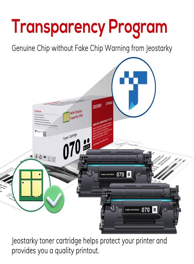 Jeostarky خرطوشة حبر أسود بديلة متوافقة مع طابعات كانون 070، بديلة لخرطوشة حبر كانون 070h CRG070، متوافقة مع طابعات كانون ImageCLASS MF465dw، MF462dw، MF460dw، LBP246dw، LBP247dw، LBP243dw، LBP240dw الليزرية (عبوة من قطعتين) - Image 3