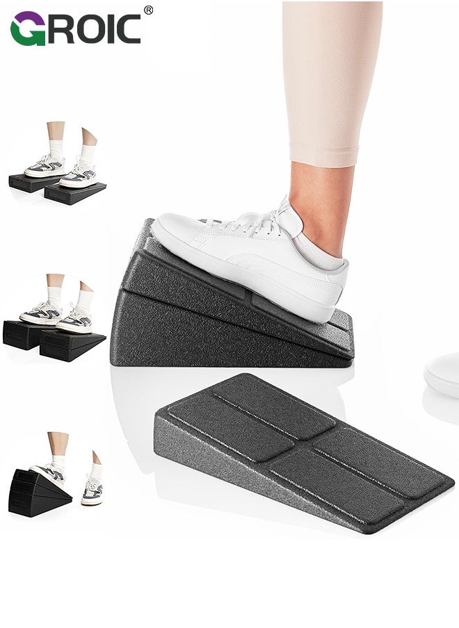 GROIC Squat Wedge Block 3 Pcs Adjustable Slant Board for Calf Stretching Foot Stretcher for Physical Home Therapy Stretch Equipment for Squat Ankle Incline Foam Boards Wedge Calve Raise Blocks  - Image 1