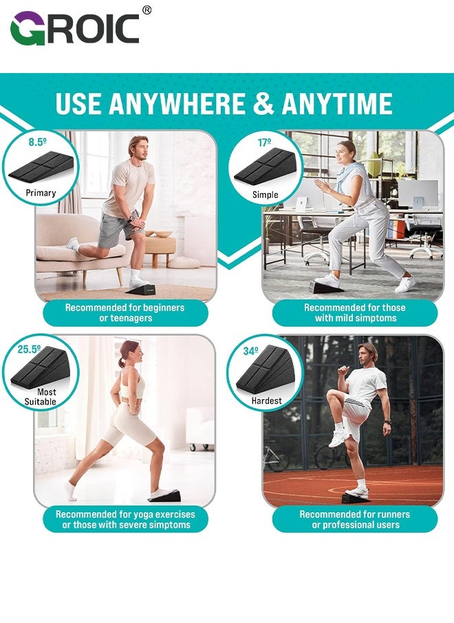 GROIC Squat Wedge Block 3 Pcs Adjustable Slant Board for Calf Stretching Foot Stretcher for Physical Home Therapy Stretch Equipment for Squat Ankle Incline Foam Boards Wedge Calve Raise Blocks  - Image 3