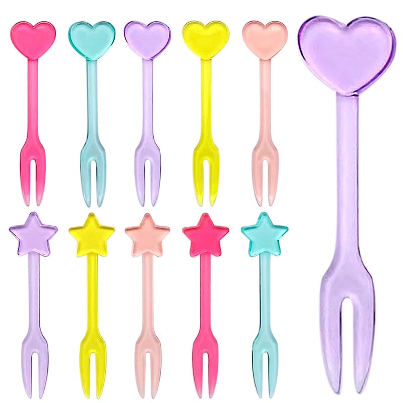 GET FRESH 30 Forks for Kids  Fruit Picks Bento Box Picks Reusable Mini Toothpick Sticks Heart Dessert Forks for Children Party and Lunch Box