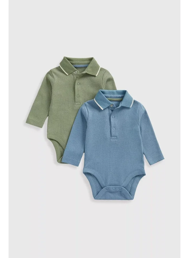 mothercare Waffle Polo Bodysuits - 2 Pack
