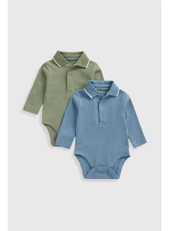 mothercare Waffle Polo Bodysuits - 2 Pack