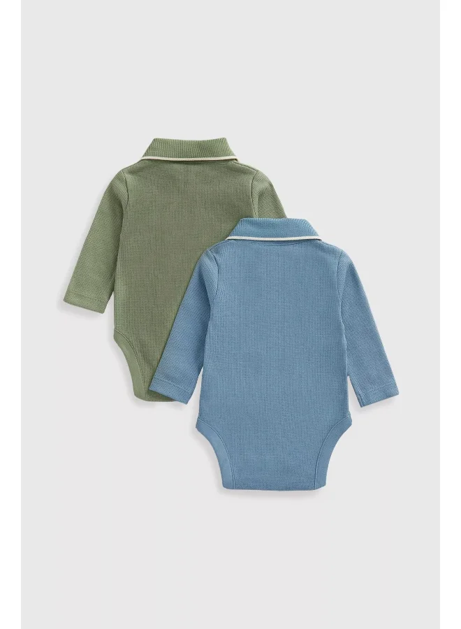 mothercare Waffle Polo Bodysuits - 2 Pack
