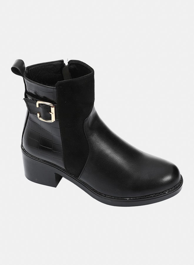 XO Style Leather Ankle Boot - Black - Image 1