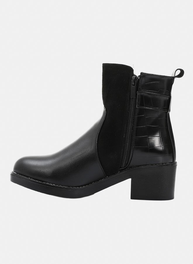XO Style Leather Ankle Boot - Black - Image 3