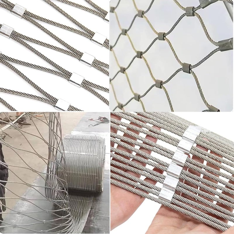 Stainless Steel Rope Wire Mesh Stainless Steel Garden Netting Deer Cable Wire Rope 2mm Diameter Safety Netting Animal Barrier Fence Poultry Netting for Zoo Cage Fence, Balcony, Stair(5cm,2x6m) - Image 2