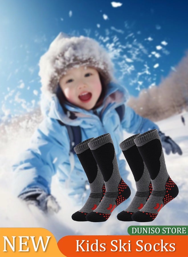 Loquat Kids Ski Socks 2 Pairs Winter Warm Long Knee Snow Skiing Snowboard Skating Socks for Boy Girl  Activities  - Image 1