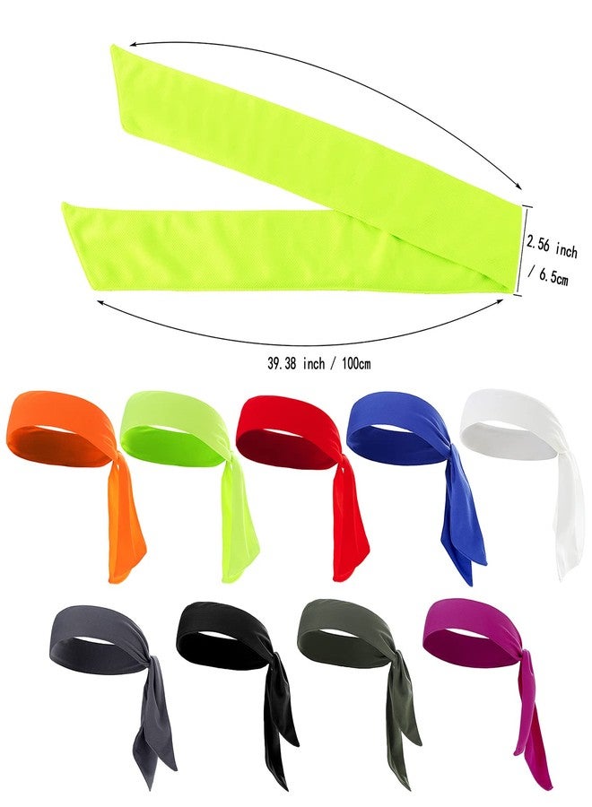 ONEYE 9 Pieces Unisex Tie Headbands Tie Back Bandanas Sport Head Tie Solid Hair Band Athletic Sweatbands for Tennis Ninja Karate Running Basketball Yoga Cycling - Image 4