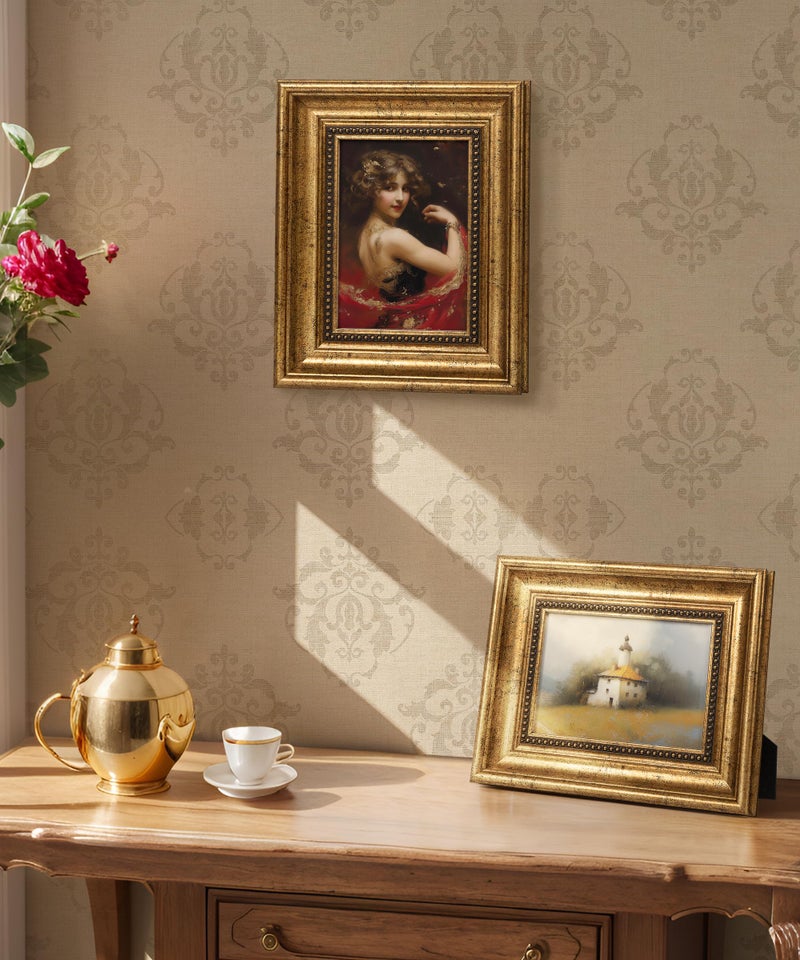Sonefreiy 5x7 Picture Frame  Antique Vintage Picture frames for Wall  Retro 5 x 7 Photo Frame Tabletop Display  Gift for Family Mom Dad Grandma Friends  Gold Brown Beads - Image 2