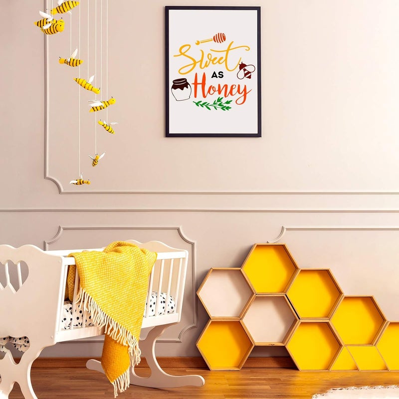 klarako 9 Pieces Bee Stencils for Painting on Wood, Honeycomb Theme Reusable Stencils, Honey Drawing Template for DIY Scrapbooking School Classroom Wall Floor Decor (8 x 8 Inch) - Image 4
