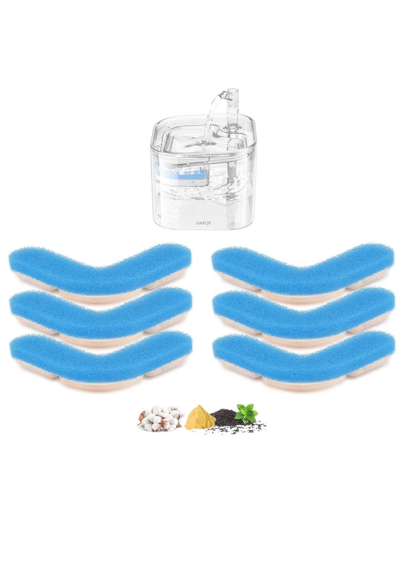 BIGTHREE - Cat Water Fountain Filter Replacement, 6 PCS Cat Fountain Filter L-shaped Washable,  Pet Water Fountain Filters with 4 Filtration System for Kitty Spout Cat Fountain Square - Image 1