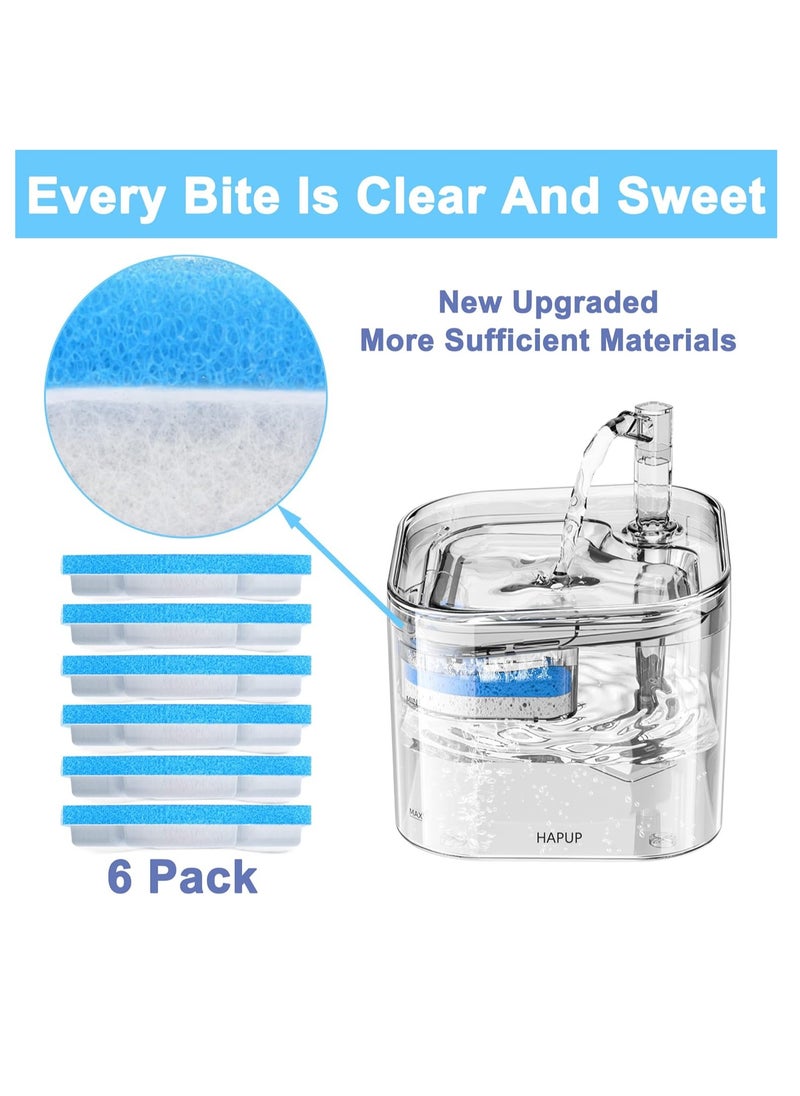 BIGTHREE - Cat Water Fountain Filter Replacement, 6 PCS Cat Fountain Filter L-shaped Washable,  Pet Water Fountain Filters with 4 Filtration System for Kitty Spout Cat Fountain Square - Image 1