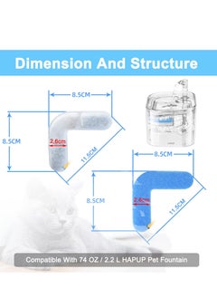 BIGTHREE Cat Water Fountain Filter Replacement, 6 PCS Cat Fountain Filter L-shaped Washable,  Pet Water Fountain Filters with 4 Filtration System for Kitty Spout Cat Fountain Square  - Image 5