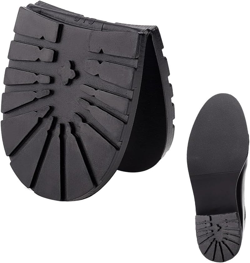 AHANDMAKER AHANDMAKER Shoe Replacement Rubber Out Sole, Durable Rubber Half Sole and Heels Raised Grain Repair Sole Pad Shoe Repair Replacement for Leather Shoes Sports Shoes Boots, Black Heel Medium