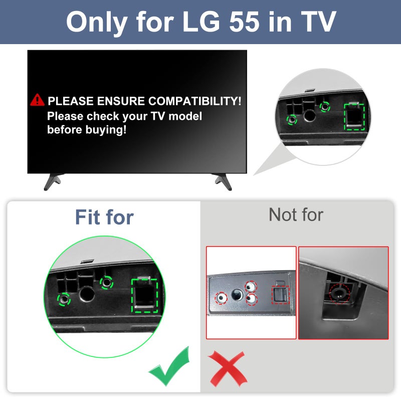 Maozhren Base Stand for LG TV Legs, Replacement for 55 Inch LG TV Stand 55UK6300PUE 55UJ6540 55UK6200PUA 55UM7300 55UK6090PUA 55LJ550M 55LJ5500 55LJ5550 55LJ5500UA 55LJ550M-UB 55UN6900 55UN7300PUF with Screws - Image 3