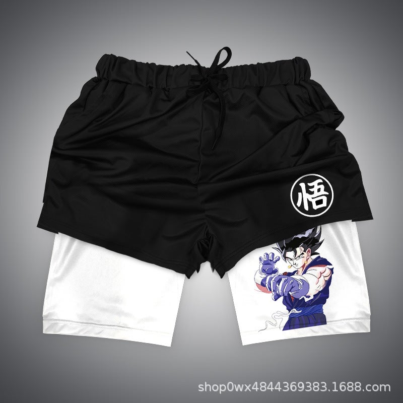 Huo Ying Series Shorts 3D Digital Printing Dragon Ball Double Layer Beach Pants E-Commerce Supply - Image 1