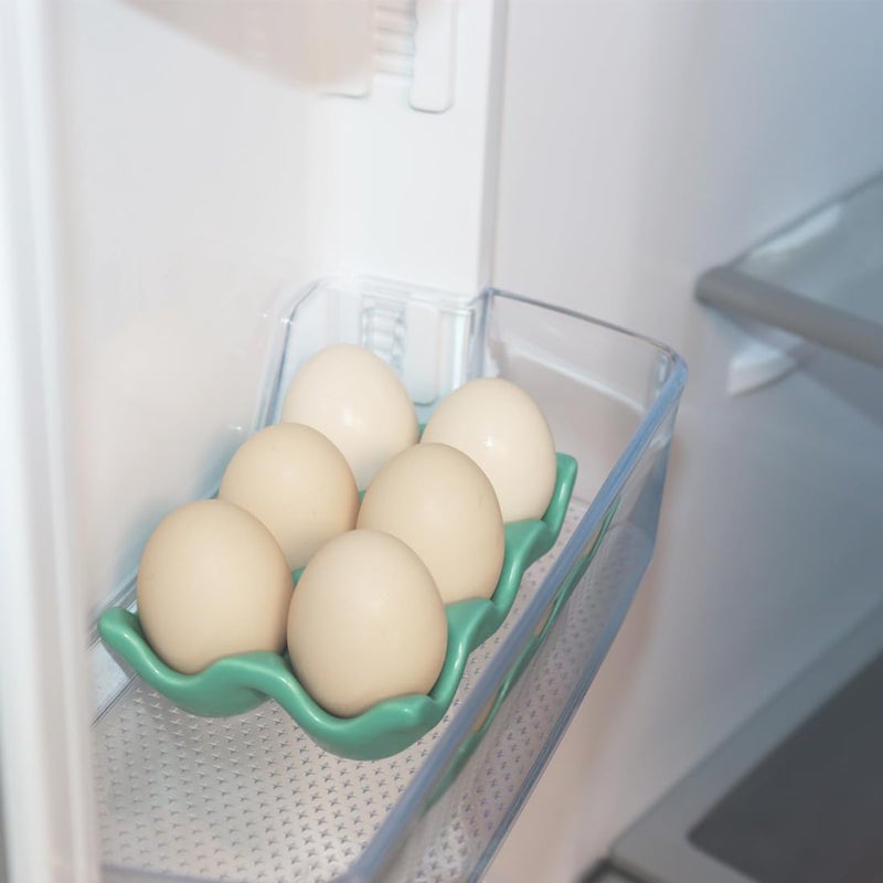 Bealuffe Ceramic Egg Holder Egg Tray Porcelain Fresh Egg Holder for Fridge Countertop Kitchen Storage Half Dozen 6 Cups - Image 5
