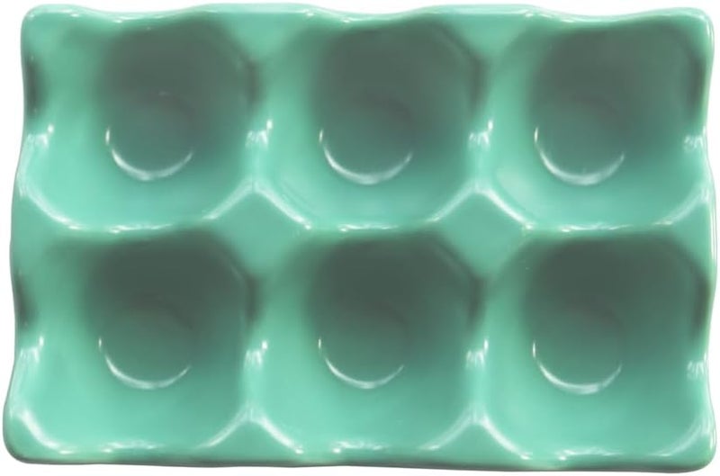 Bealuffe Ceramic Egg Holder Egg Tray Porcelain Fresh Egg Holder for Fridge Countertop Kitchen Storage Half Dozen 6 Cups - Image 4