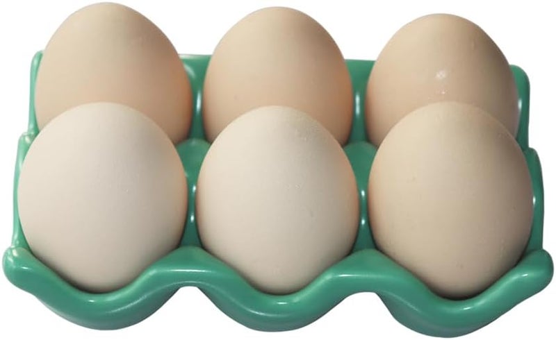 Bealuffe Ceramic Egg Holder Egg Tray Porcelain Fresh Egg Holder for Fridge Countertop Kitchen Storage Half Dozen 6 Cups - Image 3
