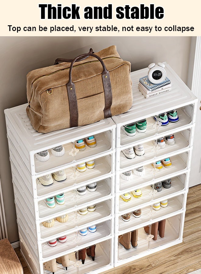 Generic No-installation folding shoe box, double-row plastic shoe cabinet, transparent magnetic door, shoe long and short boot storage box, creative shoe rack - Image 3