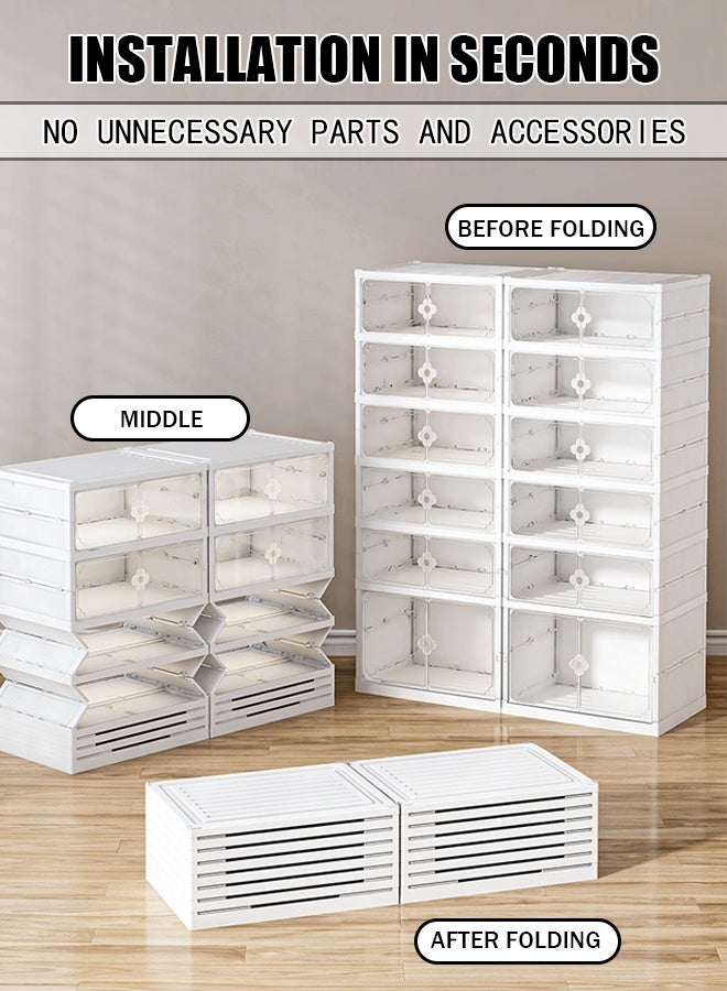 Generic No-installation folding shoe box, double-row plastic shoe cabinet, transparent magnetic door, shoe long and short boot storage box, creative shoe rack - Image 5