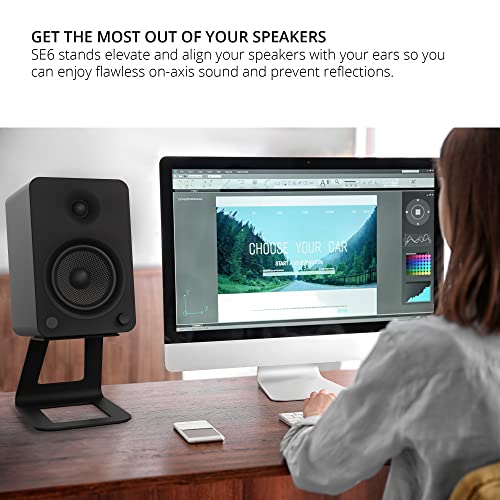 Kanto SE6 Elevated Desktop Speaker Stands for Large Bookshelf Speakers & Full-Size 5”-7” Studio Monitors | 6.9” Tall | Supports 22 lbs | Damping 2.5 mm Silicone Padding | ¼”-20 Mounting | Pair | Black - Image 5