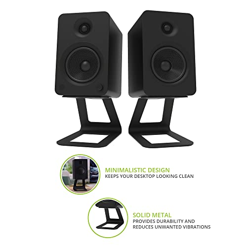 Kanto SE6 Elevated Desktop Speaker Stands for Large Bookshelf Speakers & Full-Size 5”-7” Studio Monitors | 6.9” Tall | Supports 22 lbs | Damping 2.5 mm Silicone Padding | ¼”-20 Mounting | Pair | Black - Image 2