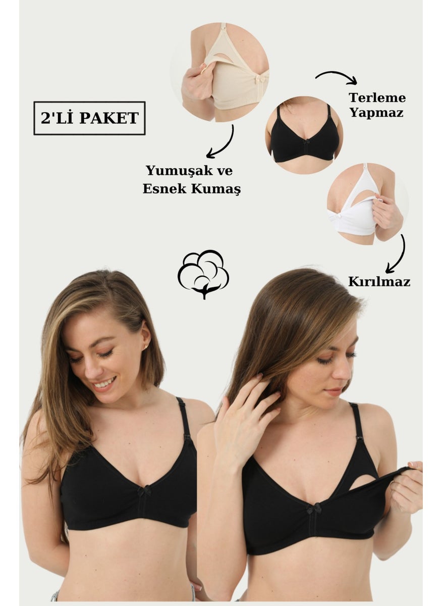 Arma Yıldız 2 Pack Black Nursing Bra Cotton Lycra  - Image 1