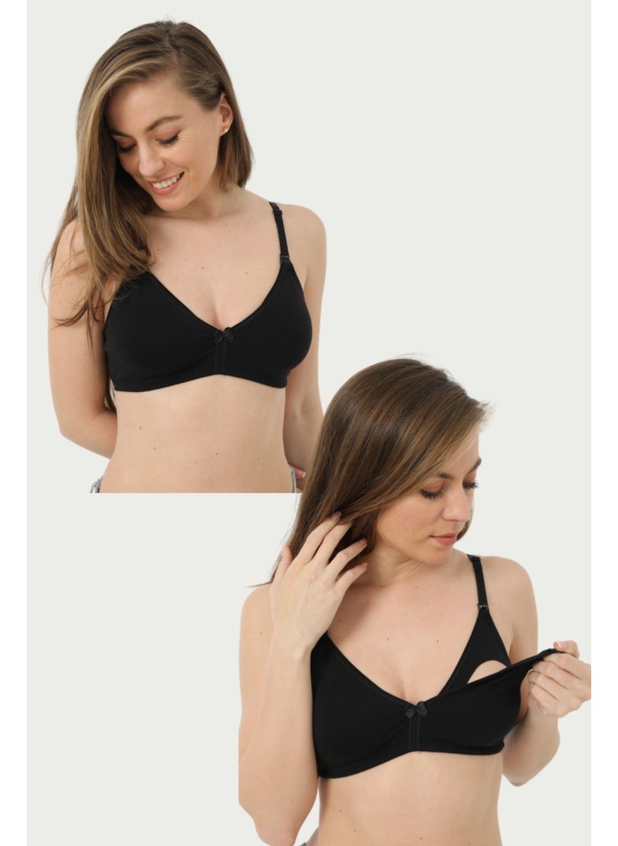 Arma Yıldız 2 Pack Black Nursing Bra Cotton Lycra  - Image 4