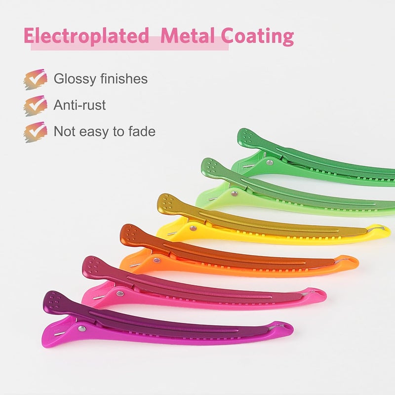 AIMIKE 12pcs Hair Clips Set - No Crease Duck Billed Clips with Silicone Band for Styling, Cutting, and Sectioning Salon Hair - Image 2
