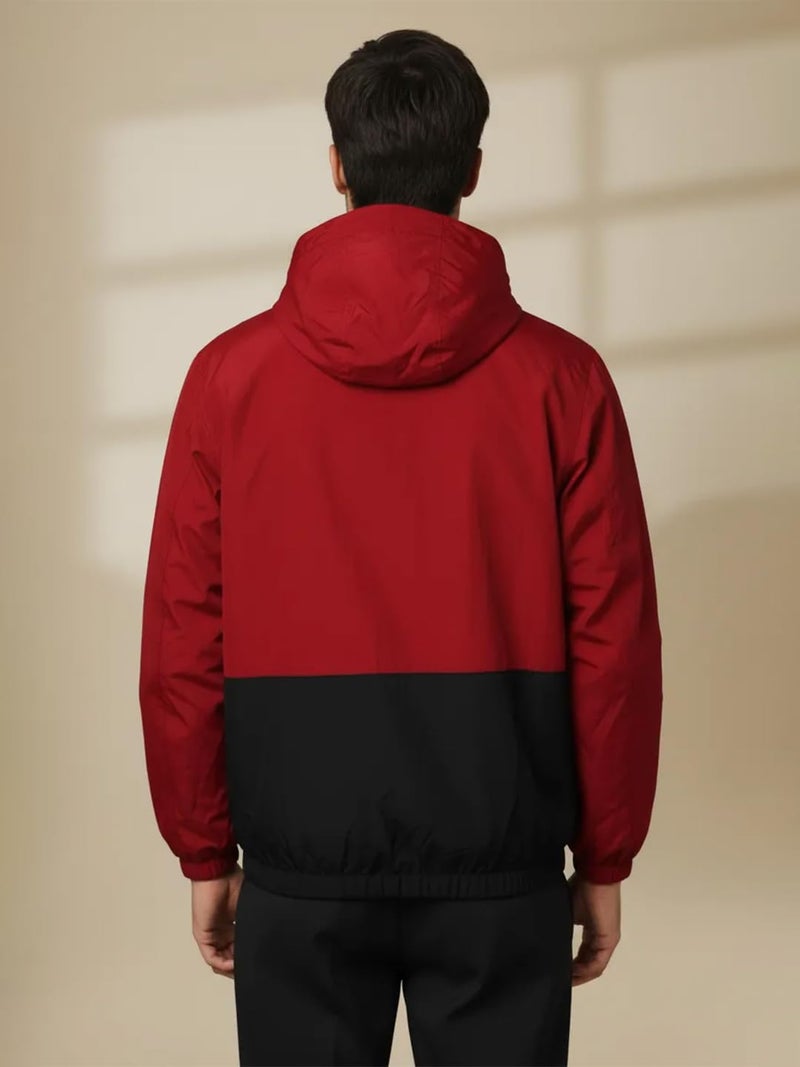 CHKOKKO Mens Stylish Oversized Windcheater Jacket with Zip Closure Lightweight Sportswear for Running Travel Hiking Outdoor and Rainy Season Wear WineBlack M - Image 4