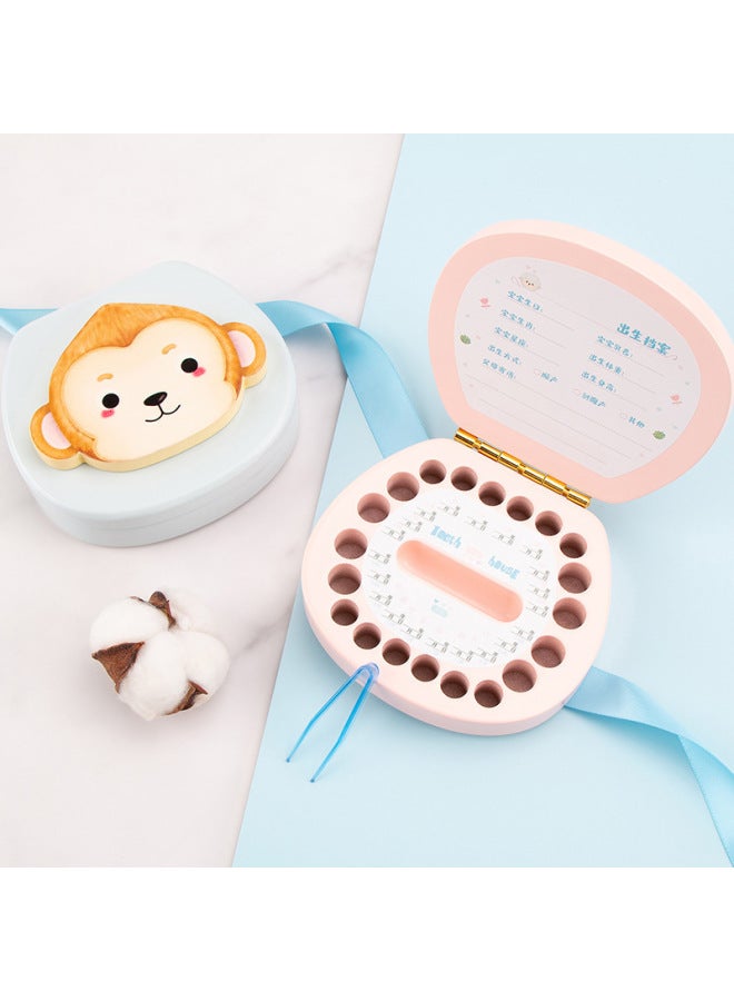 Baby Tooth Memorial Box Wooden Boys And Girls Baby Tooth Box Children Tooth Collection Storage Box Baby Tooth Loss Storage Box-Color:Pink-Mouse (English Version)  - Image 3