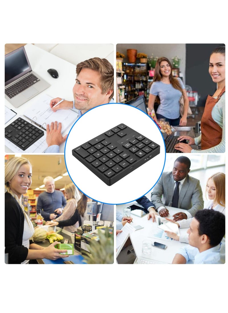SYOSI Wireless Number Pad, 2.4G Keypad, Rechargeable 35 Keys Numeric Keypad Ultra-Silent USB-C Compatible for Laptop, Desktop, PC, Notebook